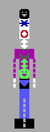 A visualization of the ASCII-rendered player character in Macrocom's ICON