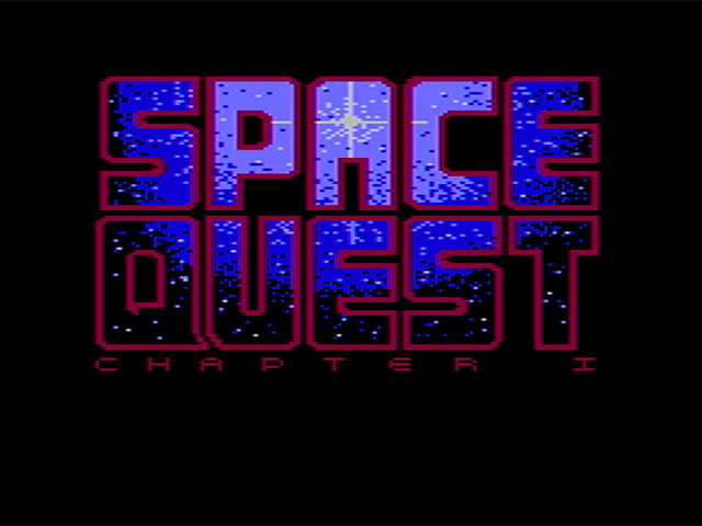 Sierra On-line's Space Quest I title screen as viewed on a color composite monitor